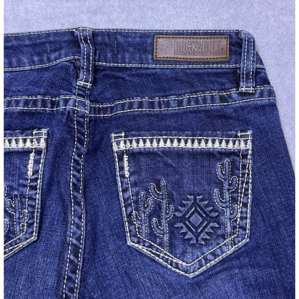 Rock And Roll Cowgirl Jeans Womens 26x33 Midrise Bootcut Cactus Embroidery Boho